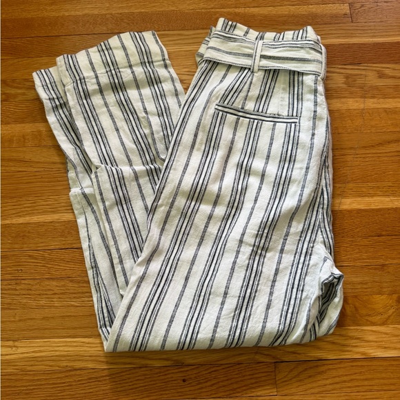 Madewell Linen-Cotton Paperbag Pants in Dark Baltic Stripe - Picture 6 of 9